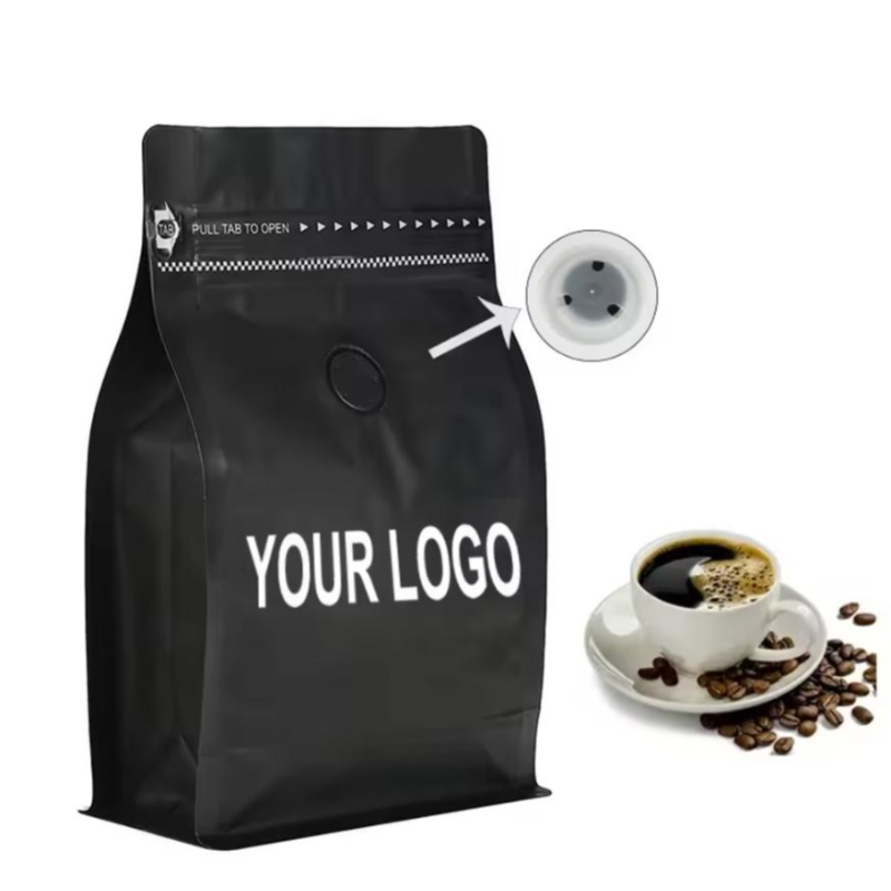 Milieuvriendelijke koffietassen met klep- en ritssluitingsverpakkingszakken